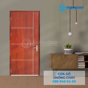 Cửa Gỗ Chống Cháy MDF Veneer P1R4 Cam xe